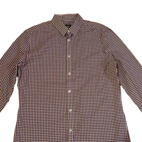 H&M Checkered Easy Iron Button Up Shirt Size L - Picture 2 of 7